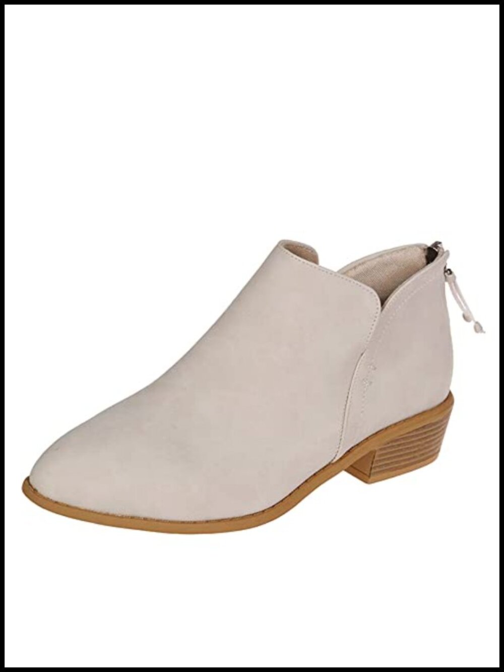Women's Casual Dress Low Heeled Ankle Booties with Chunky Block Heel and Side V